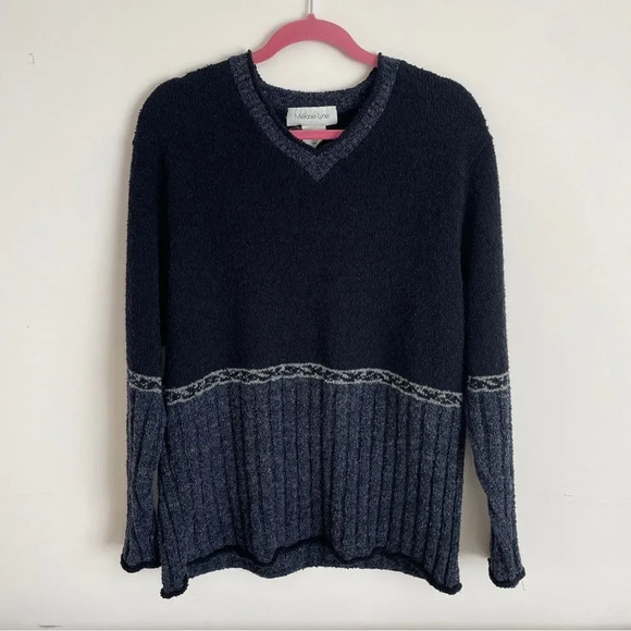 Vintage 90s wool blend V neck  grandpa sweater M - Picture 8 of 8